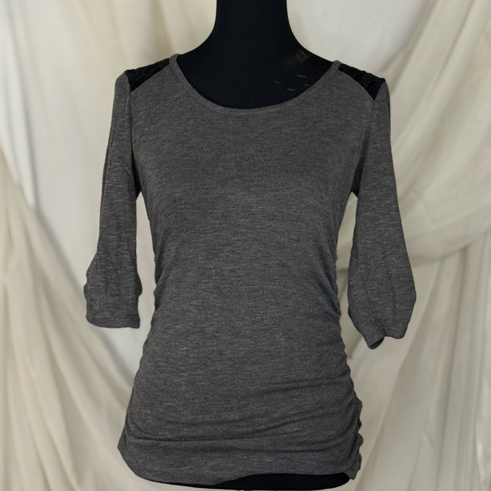 Iz Byer Charcoal Long Sleeve Top
